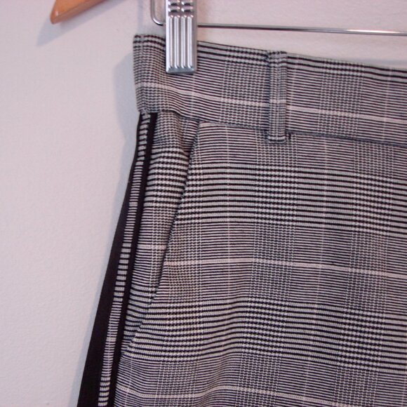 Zara Gray Glen Plaid Check Trouser Pants Side Stripe Ankle Cropped Size Small - Picture 14 of 15